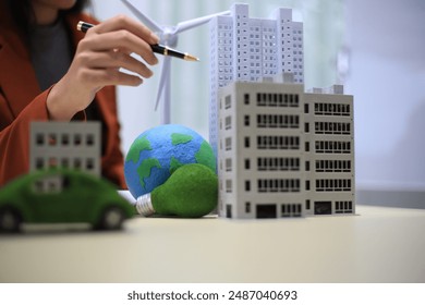 Reducing global warming is friendly to the environment. Innovation in technology, nature the green world, eco co2 recycling, sustainable renewable and ESG net zero carbon concept business