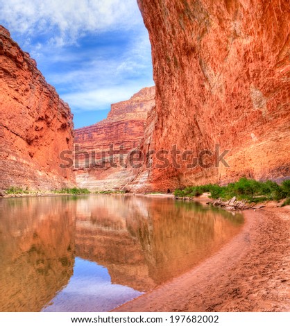 Redwall reflection in Colorado River.