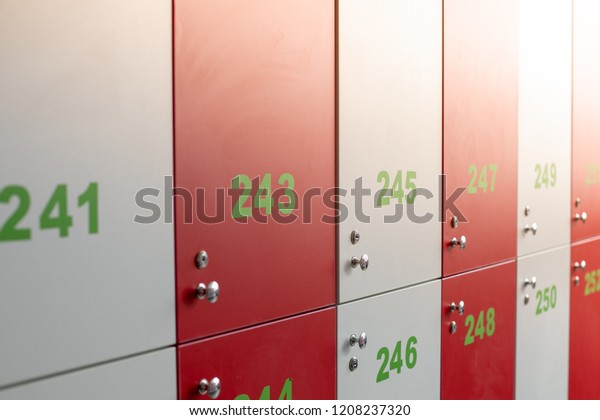 Redwhite Metal Cabinets Gym Locks Numbers Stock Photo Edit Now