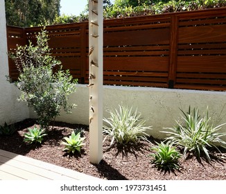 Redwood Fence In Small Backyard