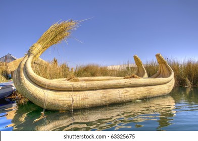 Reed Boat In Titicaca Lake, Peru