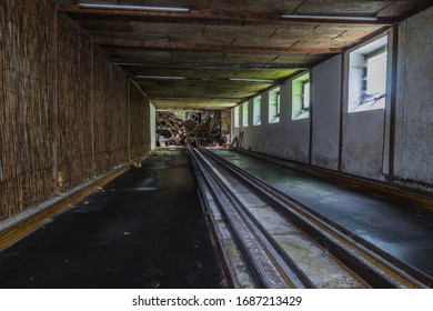 Reeds And Windows In A Dark Bowling Alley In An Abandoned Inn