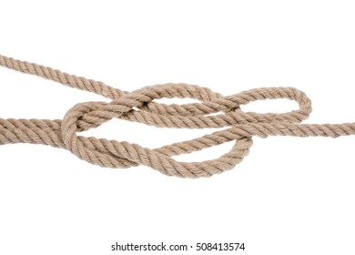 Reef Knot Isolated On White Background. Nautical Rope Knot.