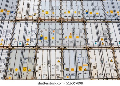 Reefer Container Pile Up As A Huge Wall