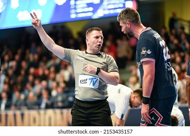 The Referee During The EHF Champions League, Play-offs Handball Match Between Paris Saint-Germain (PSG) And Elverum On April 7, 2022 In Paris, France.