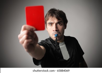 Referee Showing A Red Card