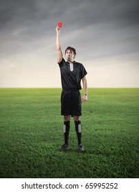 Referee Showing A Red Card