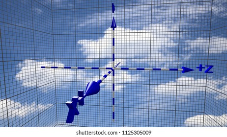 the reference system of the three-dimensional space of the Cartesian axes, on a black background - Powered by Shutterstock - Get 15% off with code: PIKWIZARD15