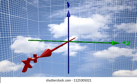 the reference system of the three-dimensional space of the Cartesian axes, on a black background - Powered by Shutterstock - Get 15% off with code: PIKWIZARD15