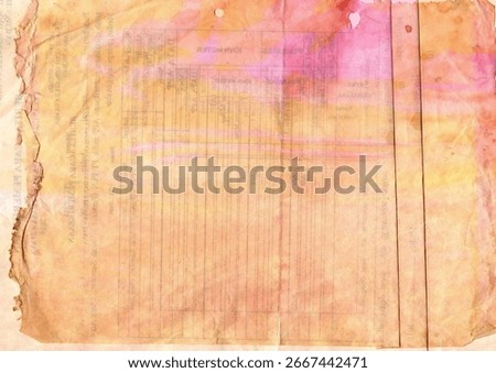 Refers to a worn, aged paper surface that shows signs of time, such as discoloration, roughness, or faded tones, often used to give a classic, antique, or nostalgic feel in design.