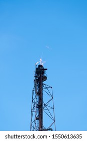 Refinery Flare With Flame In Oil And Gas Field