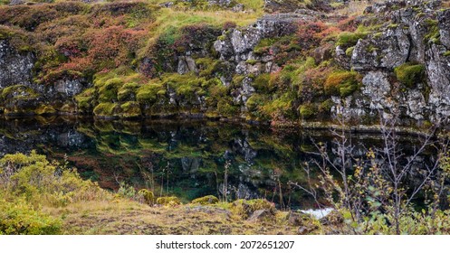 Reflecting Pool At Þingvellir National Park In South Iceland