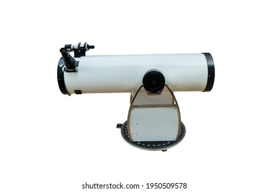 Reflecting Telescope Isolated On White Background With Clipping Path.