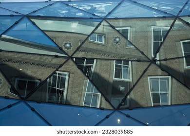 Reflection from the city  in a window building
