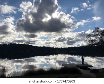 Reflection of clouds over lake