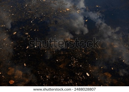 Reflection of cloudy sky on the river.