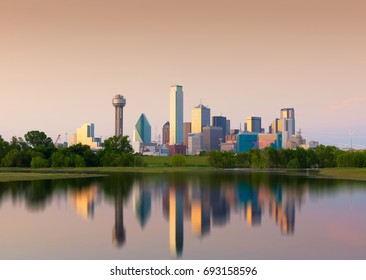 Reflection Of Downtown Dallas City, Texas, USA