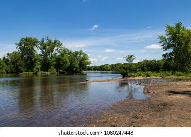 Reflection In Fox River At Oswego, Illinois