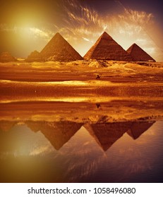 Reflection Of The Great Pyramids
