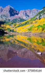 Reflection in the lake, in Maroon Bells Colorado. And