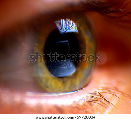 Reflection laptop in an eye