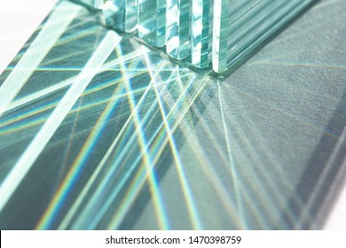 The reflection of the light of the glass 