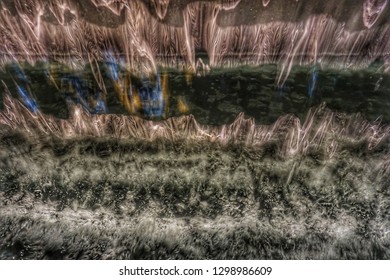 Reflection of light on water curtain. This is blur photography. It is not illustration.