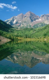 Reflection of Maroon Bell Mountain in Maroon Lake, Colorado