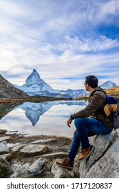 Reflection Of Matterhorn With People In The Front, Hiking The Matterhorn