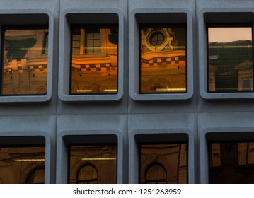 reflection of a monument in a wall
