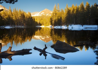 Reflection of a mountain in a lake.