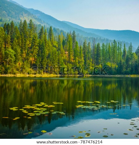 Reflection on Canuck Lake in Premier Lake Provincial Park, British Columbia, Canada