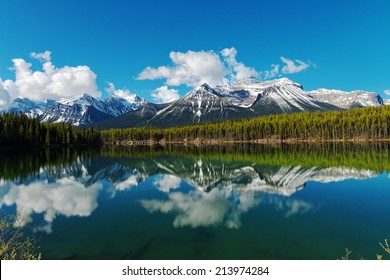 Reflection on Lake Hector in the Canadian Rockies