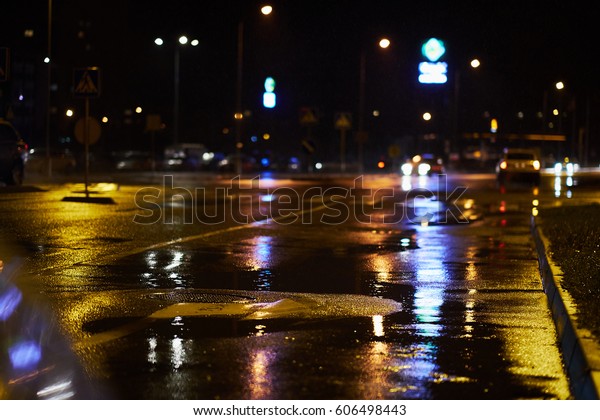 Reflection rain street\
night