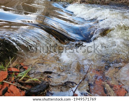 reflection of the sky and clouds in the calm surface of the water