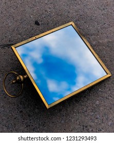 Reflection of sky in mirror