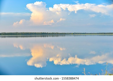 The reflection of the sky and the stream