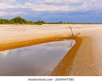 Reflection in Small Tide Pool on South Beach, Lovers Key State Park, Florida, USA