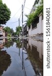 reflection of street in tiny town