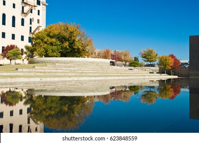 The Reflection Of The Survivor Oak Tree At The National Memorial