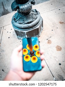 Reflection through a phone 