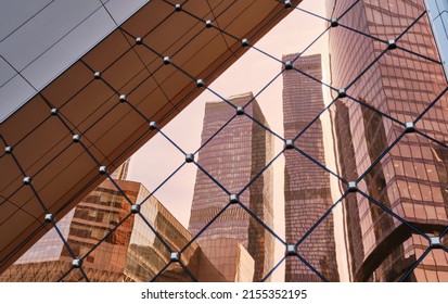 Reflection In The Tinted Windows Of The Moscow City Business Center Towers, Landmark: Moscow, Russia - May 11, 2022