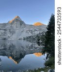 Reflection in Upper Rae lake at John Muir trail 