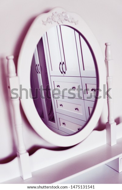 Reflection Wardrobe Mirror White Dressing Table Stock Photo Edit