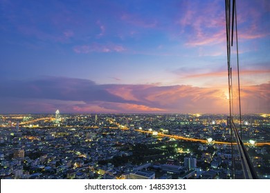 Reflection Window On Top View Of Buiding City Scape