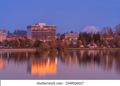 Reflections in Capitol Lake, Olympia Washington After Sunset