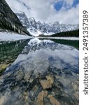 Reflections at Lake Morraine in Banff National Park, Alberta, Canada.