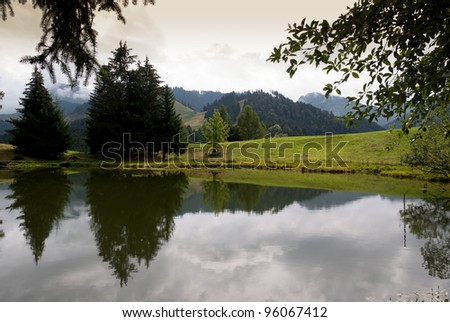 reflections on Lac Des Joncs in Switzerland