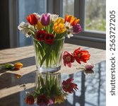 "Reflections of Spring" captures the essence of renewal and growth, showcasing vibrant blooms, fresh green landscapes, and serene waters mirroring the beauty of the season, evoking peace and rejuvenat