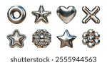 Reflective 3d Metallic Silver Shape Mold Decorative Element